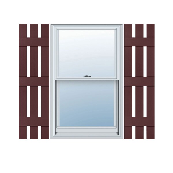 Ekena Millwork 12-in. W x 59-in. H Mid-America Vinyl, Standard Size Three Board Spaced Shutters, 167 - Bordeaux, PR 00031259167 - main